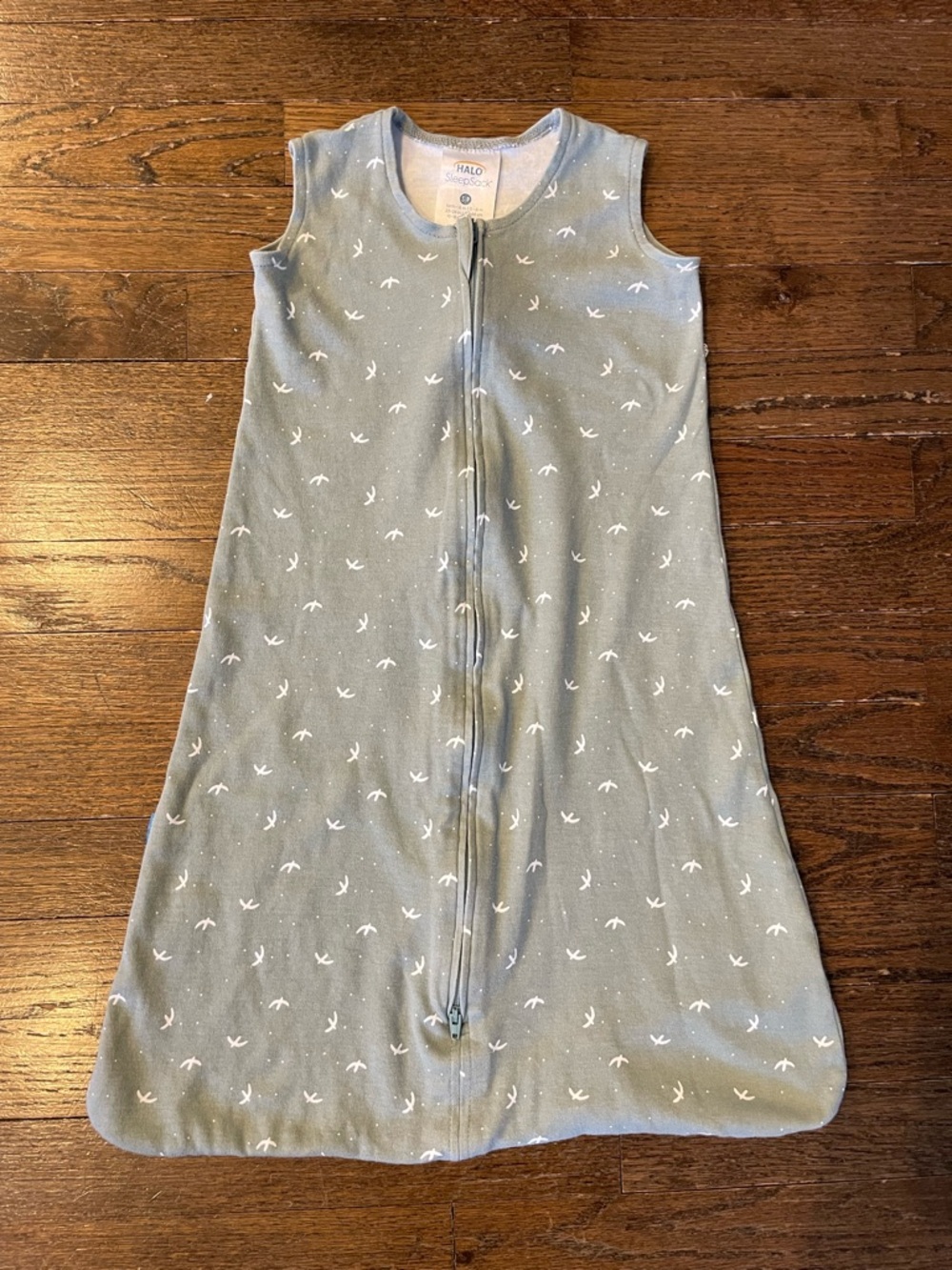Halo Sleep Sack Sleeveless Birth to 6 Months Sage Green with White Birds